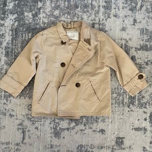 Zara Kids Tan Double-Breasted Jacket